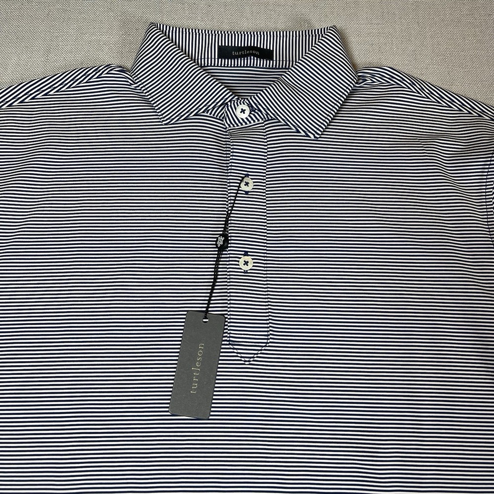Turtleson Carter Stripe Performance Polo Navy  XX10 Father/Son Pebble Beach, CA - Picture 3 of 8